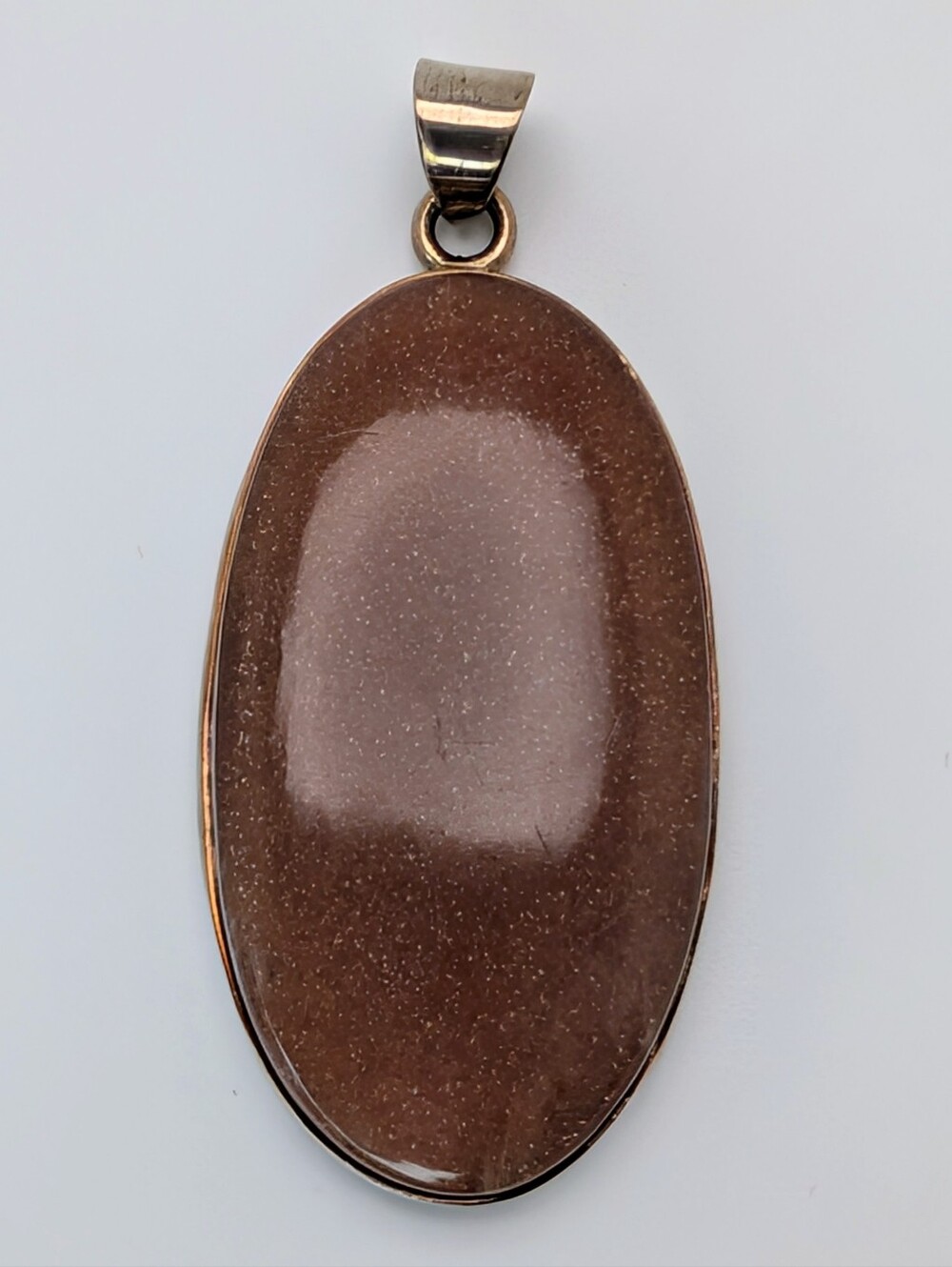 Large Peach Moonstone S925 Sterling Silver Gemstone Oval Cabachon Pendant
